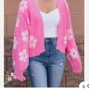 Pink Floral Women's Sweater